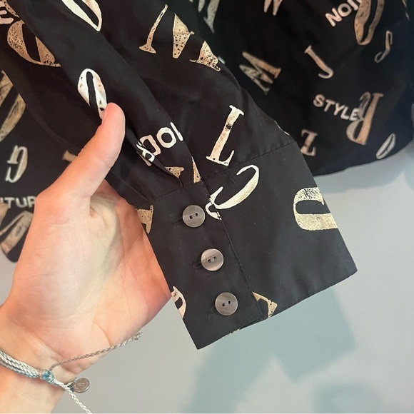 Liz Claiborne Petite Medium Pattern Button Up Long Sleeve Blouse 100% Silk - Picture 7 of 7